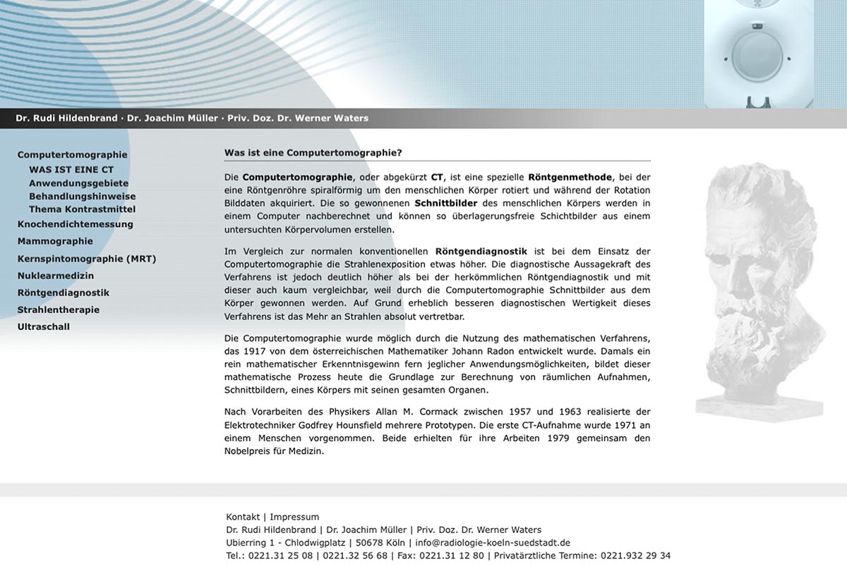 Webseite für eine Radiologen-Praxis