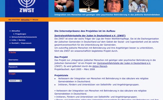 Webseite der ZWST für behinderte Menschen