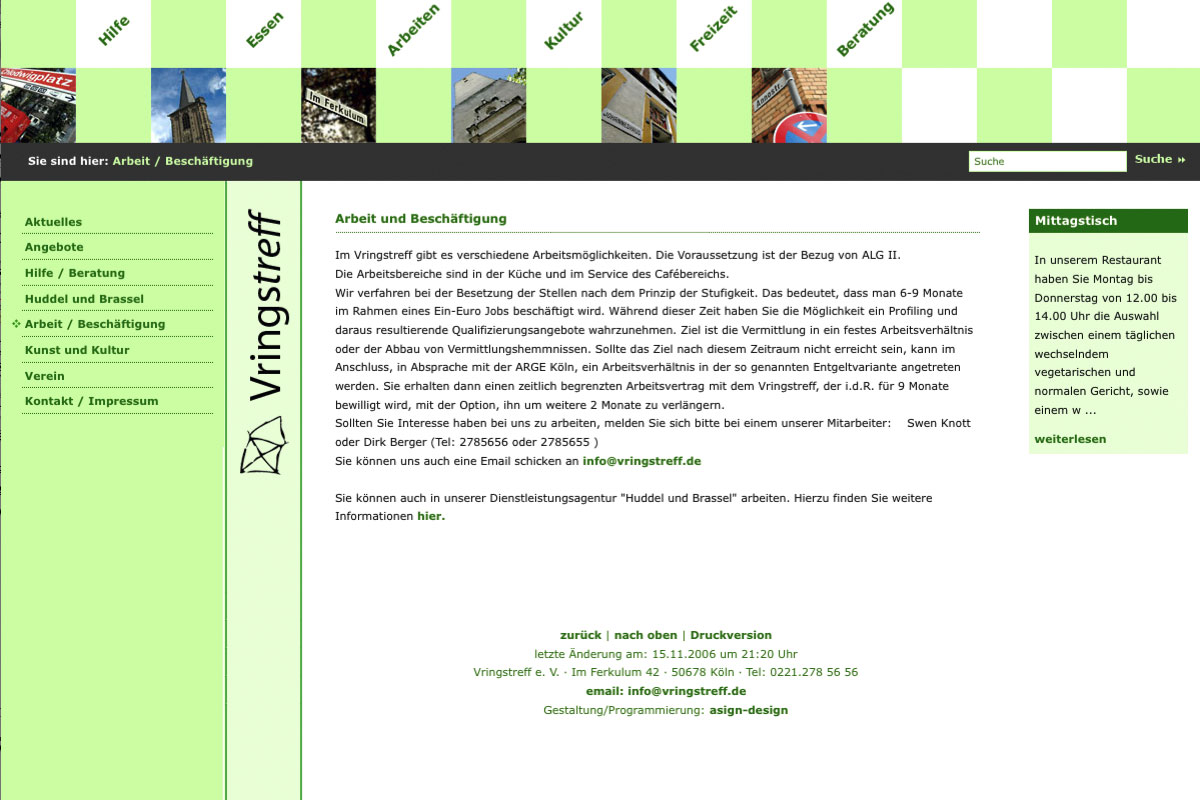 Webseite für den Vringstreff Köln